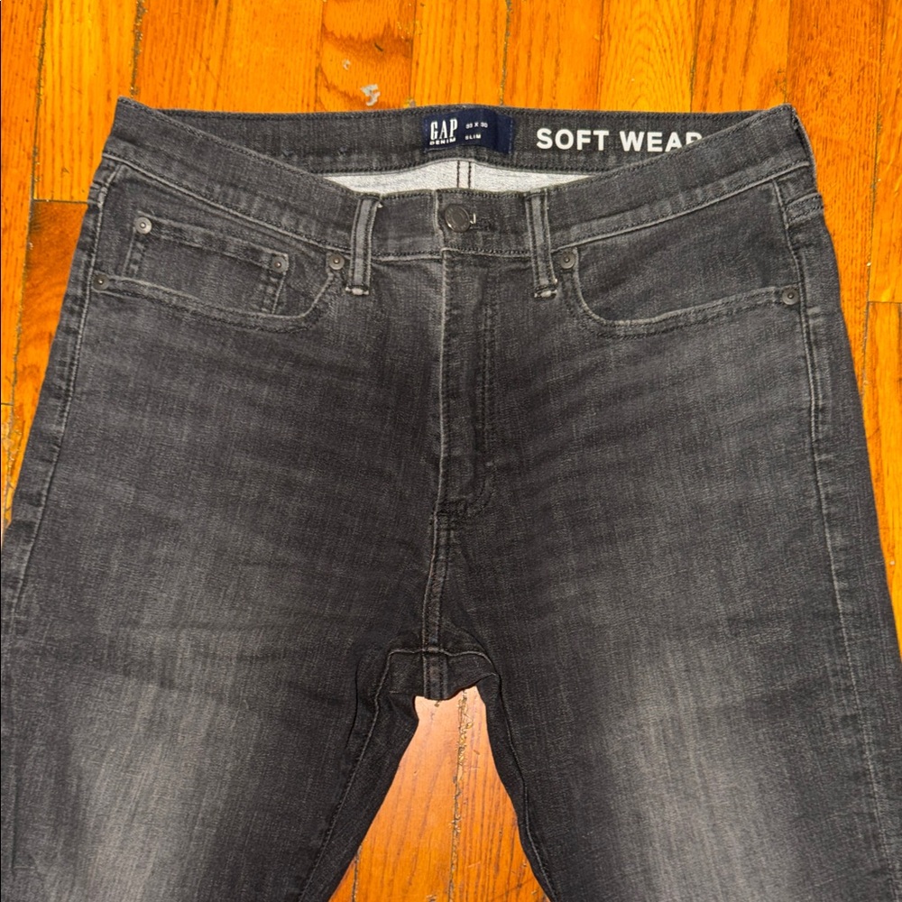 Hollister Men's Slim Straight Jeans - Charcoal Wash - Picture 2 of 8